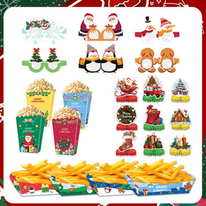 Kit de Décorations de Noël : Lunettes en Papier, Ornements, Carnets, Autocollants pour Bouteilles, Boîtes à Popcorn, Décorations Suspendues - Product Image 1