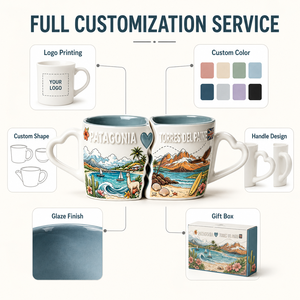 Juego de Tazas Dobles Personalizadas de Porcelana Fina con Diseño de Azulejo Portugués, Estilo Acuarela, para Aventura y Senderismo, a Prueba de Fugas - Product Image 2
