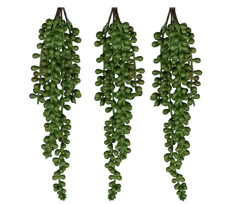 Artificial succulent plants hanging pearls plant string of pearls 20 inch flake hanging succulents for home decor