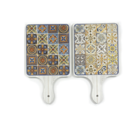 Vente en gros de dessous-de-plat en céramique marocaine à motifs dorés, avec poignée en céramique, résistant à la chaleur
