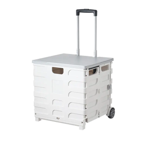 耐久性のあるプラスチック製の食品ジュエリー用のホイール蓋付きのスーパーマーケット大型折りたたみ式ショッピングトロリーカート屋外折りたたみ式 - Product Image 3