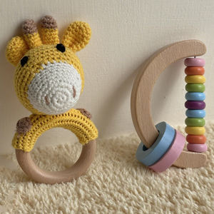 Shine Pep Colorful Wooden Montessori Toddler <b>Bell</b> Gift Set Soft Musical Food-Grade Wristband Brace <b>Baby</b> Rattle Calm Toys 0-24 - Product Image 2