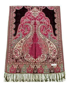 Factory islamic shiny lurex woman muffler scarf shawl jacquard paisley floral wholesale polyester turkish pashmina scarf