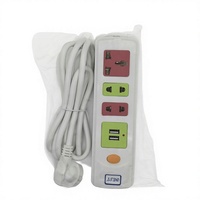 Stop Kontak Listrik 10A 220-250V AC dengan Kabel Ekstensi Multi-Outlet dan Adaptor Colokan UK EU