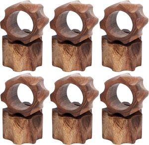 Round Wooden Napkin Rings Set of 6 Minimalist Wood Napkin Holder for Dining <b>Table</b> Elegant Kitchenware Home Decor Gift - Product Image 3