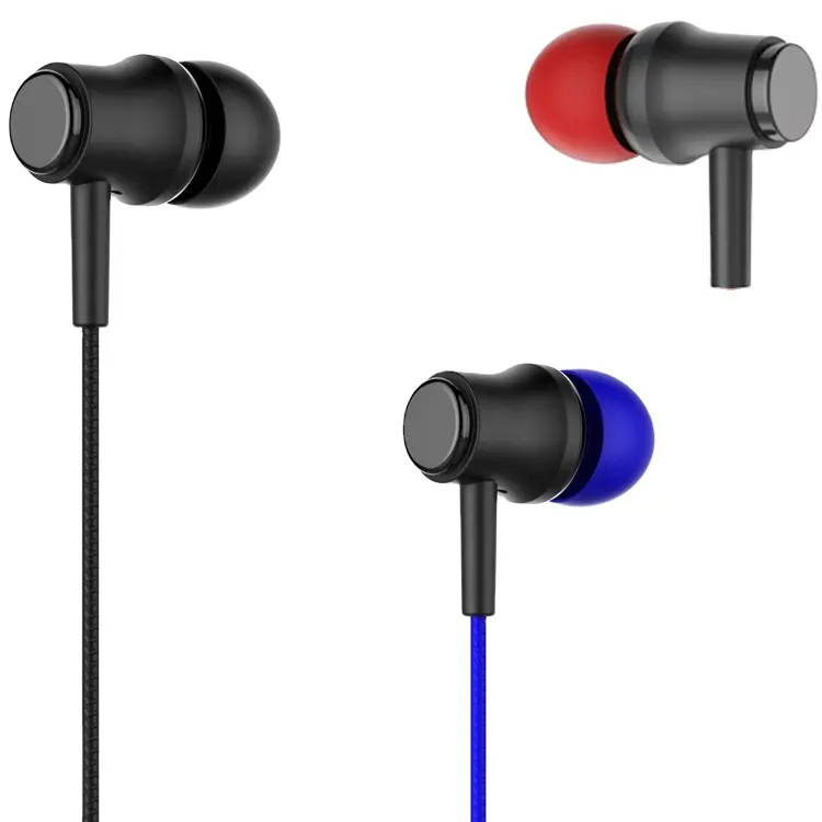 Headphone Kabel In-ear 3.5mm stereo, headphone handfree hitam putih stereo kontrol earphone untuk permainan ponsel