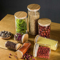 Pot de conservation en verre Garnet Walnut Cultivation avec couvercle en bambou, grande capacité, design moderne, pour la conservation de la fraîcheur des aliments