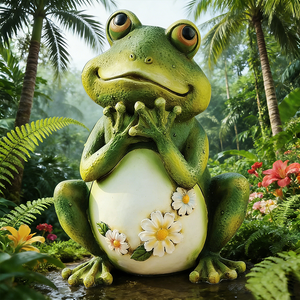 รูปปั้นกบเรซิ่นนั่งอยู่ในสวน - Product Image 3