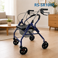 Déambulateur en acier pour personnes âgées, cadre en acier au carbone, hauteur réglable, design pliable, certifié CE, intérieur/extérieur Relaxsmith