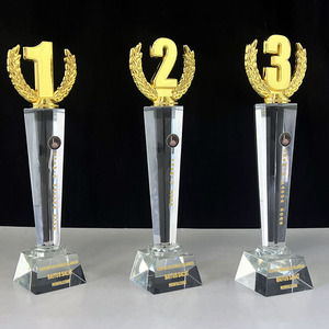 Trofeos de Cristal con Números Metálicos, Premios para Aniversarios de 1, 2 y 3 Años, Trofeo de Cristal con Número MH-J897 - Product Image 3