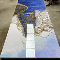 Décoration flexible Impression UV multicolore Grand panneau mural en PVC Marbre Feuille Panneau