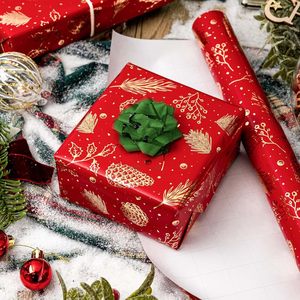 Homeral Christmas Wrapping <b>Paper</b> Roll Red Gold Pine Cone <b>Pattern</b> 17 Inch X 33 Feet Metallic Foil Shine Gift Wrap Design - Product Image 3