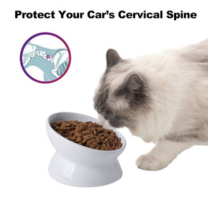 Tazón de cerámica para gatos, grande, de forma ovalada inclinada, para proteger la columna cervical, tazón para agua y comida. - Product Image 4