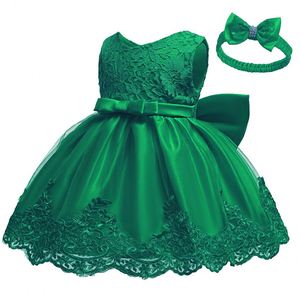 Robe longue pour fille Maxfree de haute qualité, avec nœud et dentelle, robe de soirée, robe d'anniversaire, robe de mariage pour enfants - Product Image 2
