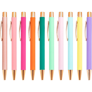 Stylo bille promotionnel rose doré de luxe, stylo publicitaire rose doré personnalisé avec logo imprimé, sérigraphie laser, marque personnalisée - Product Image 1