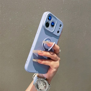 เคสซิลิโคนสำหรับ iPhone 17 พร้อมห่วงคล้องนิ้วแบบ 360 องศา ที่ตั้งวางได้ บุด้วยไมโครไฟเบอร์  วัสดุ TPU นิ่ม สำหรับ iPhone 15 16 17 Pro Max - Product Image 3