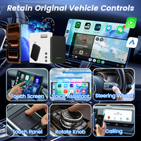 Boîtier intelligent sans fil Carlinkit Android Auto Carplay pour la diffusion de musique et l'application Waze en voiture, connexion rapide, compatible avec 98% des voitures