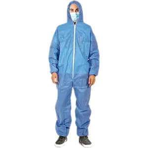Commercio all'ingrosso della fabbrica di colore blu tute monouso in polipropilene vestiti protettivi ospedalieri tuta usa e getta