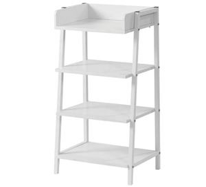 Étagère échelle blanche à 4 niveaux, style moderne et minimaliste, avec garde-corps, meuble de rangement ouvert autoportant pour salon et chambre - Product Image 3