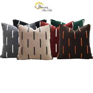 18 "copricuscino in velluto fatto a mano con fodera geometrica nera rossa Grey <span class=keywords><strong>federa</strong></span> a strisce <span class=keywords><strong>cuscino</strong></span> per divano camera da letto - Product Image 1