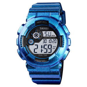 DSM11 SKMEI 1583 <b>Men</b> <b>Digital</b> Sport <b>Watch</b> Blue Glitter Resin Strap Waterproof LED Display promotion gift - Product Image 1
