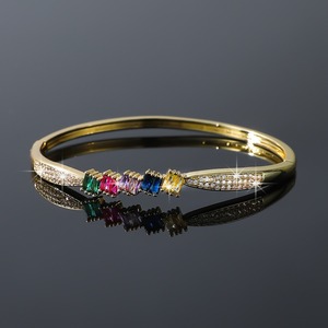 Fashion Bangle <b>Copper</b> Alloy Zircon <b>Bracelet</b> For Women Geometric Design Gift Jewelry Gold Silver Color - Product Image 4