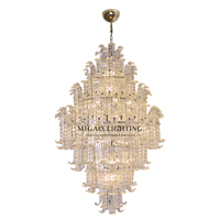 Lustre en cristal de luxe de style médiéval français rétro, suspension en verre artisanale à plusieurs niveaux pour escalier de villa et hall d'hôtel