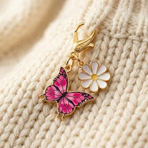 Butterfly Daisy Stitch Markers Crocheting Knitting Cute Enamel Zipper Pull Charms for Jackets Backpacks Crochet Supplies Gift - Product Image 5