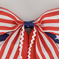Ruban personnalisé petit nœud patriotique motif drapeau rayé étoile pour la Fête de l'Indépendance, le Memorial Day et le 4 juillet