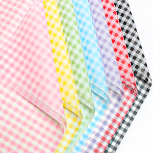 Checkered Floral Korean-style Semi-transparent Waterproof Glassine Wrapping Paper Single Side for Bouquets - Product Image 1