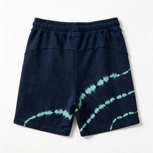 Pantaloncini in Felpa Tie-Dye <span class=keywords><strong>Blu</strong></span> <span class=keywords><strong>Navy</strong></span> e Verde Menta HuaYi GRS & BSCI |   Pantaloni estivi casual con coulisse in vita elasticizzata - Product Image 3
