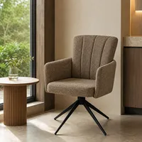 Fauteuil de salle à manger moderne en tissu mélangé matelassé, pivotant et réglable en hauteur, pour la maison, le bureau et la salle de bain (DC-5071)