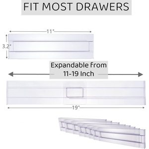 Organiseurs de tiroirs extensibles transparents, grands et profonds, séparateurs de tiroirs réglables, étagères - Product Image 2