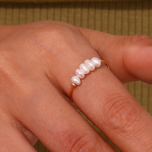 EManco Classic Style Stainless Steel <strong>Rings</strong> 18K Gold Plated Tarnish Free Fresh Water Pearl <strong>Rings</strong> for Girls for Engagement - Product Image 1