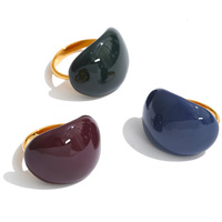 Bague ajustable JINYOU 4277 Y2K en acier inoxydable, multicolore, étanche, avec émail kaki, orange, bleu et blanc, style bonbon joyeux