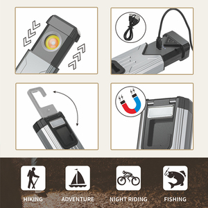 Lampe de travail LED COB magnétique ultralégère argentée rechargeable étanche personnalisée 6H 16W 2700-8000K pour le camping, l'extérieur et les urgences - Product Image 5