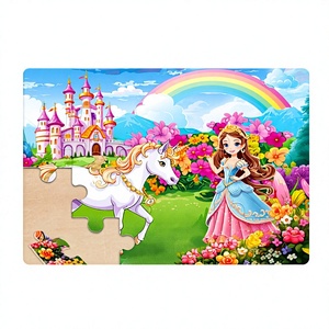 Merrycoo <span class=keywords><strong>Puzzle</strong></span> Educativo in Legno Unicorno Principessa 4 Pacchi 24 Pezzi per Bambine dai 3-8 Anni - Product Image 2