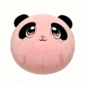 Peluche Redondo Personalizado con Ojos Grandes Bordados, Orejas Negras, Adorable Panda Peludo, Lindo Panda Redondo de Peluche - Product Image 1