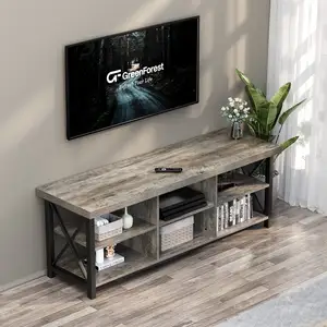 Meuble TV pour TV jusqu'à 60 pouces avec 6 armoires de rangement pour le salon, meuble TV pour Center de divertissement, Table de Console TV