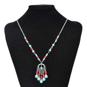 Diadema Bohemia Vintage con cuentas turquesas para niña y mujer, cadena para el pelo colgante para la frente, regalo étnico - Product Image 1