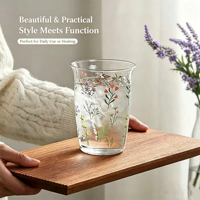Verre à boire vintage à imprimé floral, résistant à la chaleur, pour café glacé, eau, thé de l'après-midi