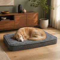 Coussin orthopédique pour chien gris premium, matelas matelassé pour animaux de compagnie, pour chiens âgés et de grande taille, coussin de couchage rectangulaire pour le sol