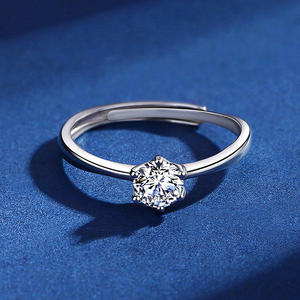 Anillo de tungsteno de 1 quilate con seis garras y diseño de corazón de diez flechas, estilo japonés/coreano, anillo de compromiso de diamantes para mujer - Product Image 4