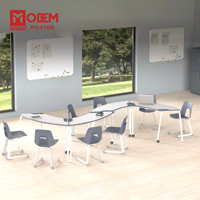 MINYI DOME Silla de escritorio minimalista personalizada MDF PP de acero para estudiantes Mesa de entrenamiento móvil moderna con patas de tubo de altura Uso escolar