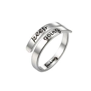 Nueva joyería de anillo de acero inoxidable caliente, soy suficiente, envoltura en espiral grabada, letras ajustables retorcidas, anillo de inspiración - Product Image 6