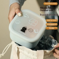 Boîte à lunch isotherme carrée pour employés de bureau, récipient de stockage alimentaire domestique, compatible micro-ondes, boîte à lunch portable en silicone scellée