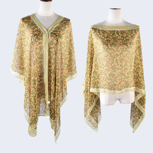 2025 derniers maillots de bain mode impression en mousseline de soie été plage paréo femmes couvrir perle bouton petite fleur fragmentée imprimer - Product Image 1