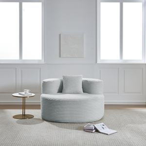 เก้าอี้เดี่ยวหุ้มผ้ากำมะหยี่อัดแน่นทันสมัย ทนทาน ใช้ได้ในวิลล่า อพาร์ทเมนท์  แบบโมดูลาร์  ไม่มีที่วางแขน สีเทา - Product Image 4