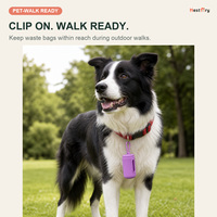 Distributeur portable de sacs à déjections canines réutilisable en silicone avec clip de laisse pour la promenade quotidienne, le camping et la randonnée