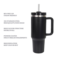 Gobelet isotherme classique en acier inoxydable 40 oz avec poignée et paille, personnalisable avec logo, couvercle H2.0 40 oz